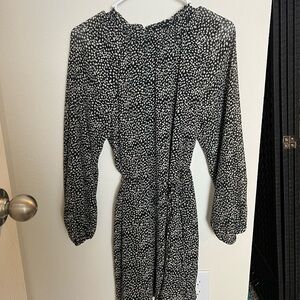 Very J Black and Cream Dotted Dress